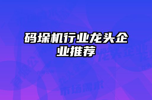 碼垛機行業龍頭企業推薦