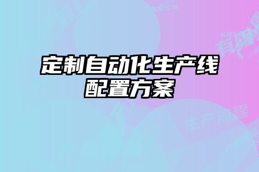 定制自動化生產線配置方案