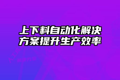 上下料自動(dòng)化解決方案提升生產(chǎn)效率