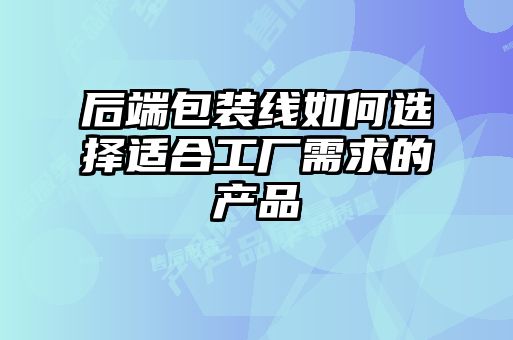 后端包裝線如何選擇適合工廠需求的產品