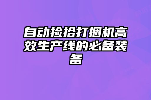 自動撿拾打捆機高效生產線的必備裝備