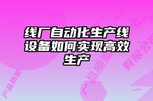 線廠自動化生產線設備如何實現高效生產