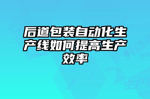 后道包裝自動化生產線如何提高生產效率