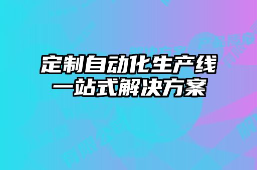 定制自動化生產線一站式解決方案