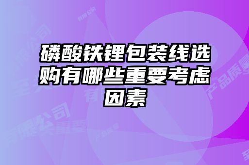 磷酸鐵鋰包裝線選購有哪些重要考慮因素