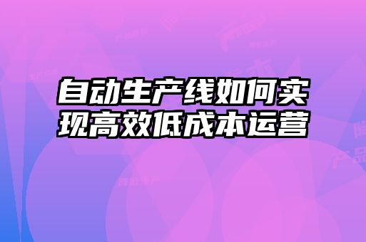 自動生產線如何實現高效低成本運營